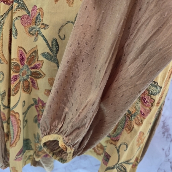Tienda Ho Cardigan Womens Large Yellow Brown Floral Topper Wrap Vintage - Picture 12 of 13
